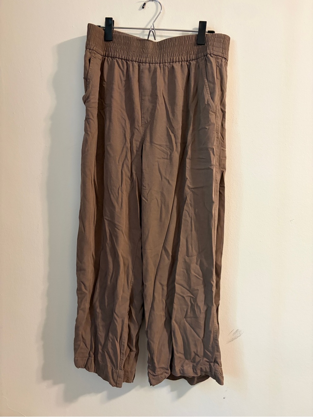 Madewell Tan Wide-Leg Elastic Waist Trousers